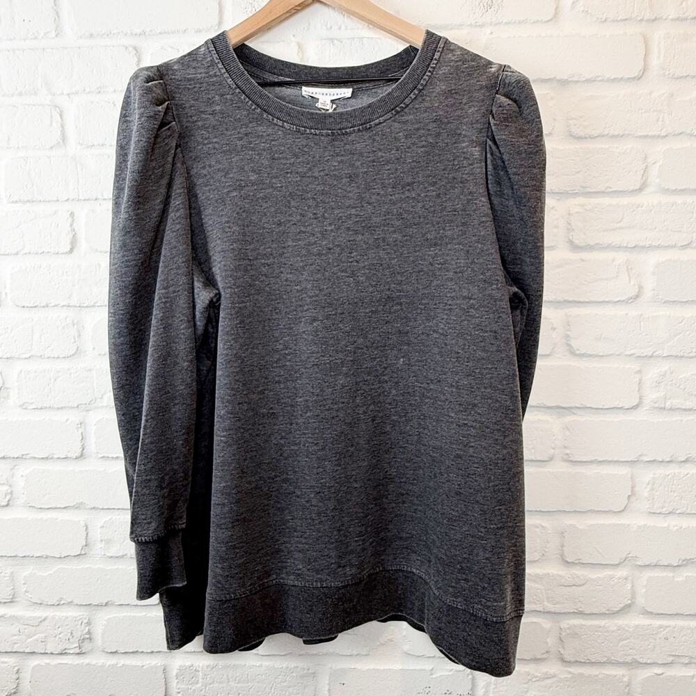 Jane + Delancey Charcoal Gray Puff Sleeve Sweatshirt Pullover Top